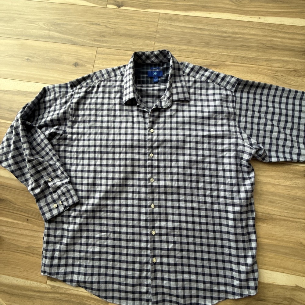 Egara Mens‎ Performance Nylon Cotton Spandex Button Shirt Blue 3xL